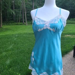 Express Tank or Dress Satin Blue with lace